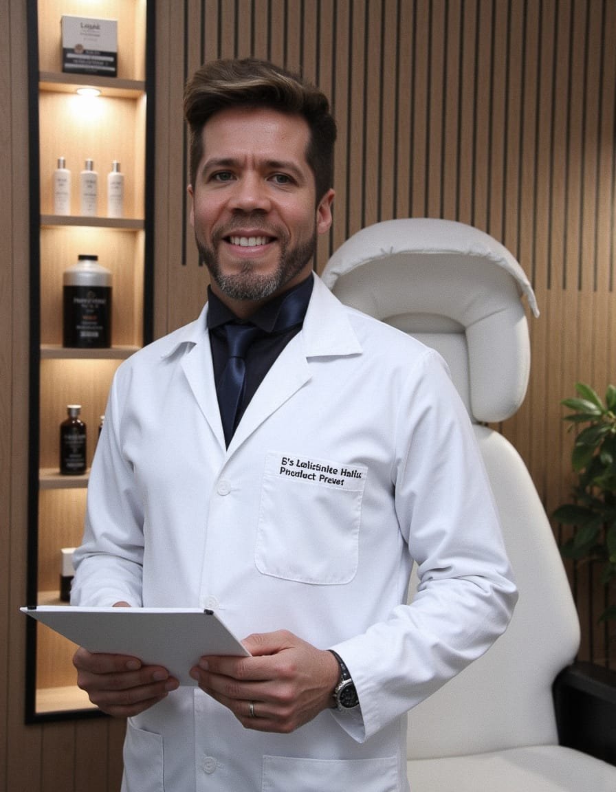 Sandro Costa em seu consultório de terapia capilar